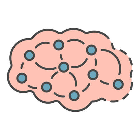 Neuron brain icon. Outline neuron brain vector icon color flat isolated on whiteのイラスト素材