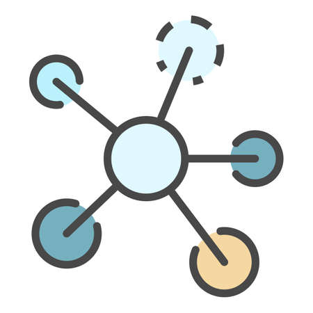 Concept molecule icon. Outline concept molecule vector icon color flat isolated on whiteのイラスト素材