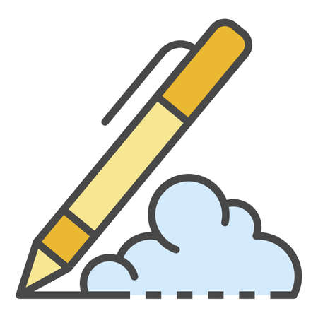 Writing pen icon. Outline writing pen vector icon color flat isolated on whiteのイラスト素材
