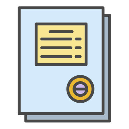 Work paper icon. Outline work paper vector icon color flat isolated on whiteのイラスト素材