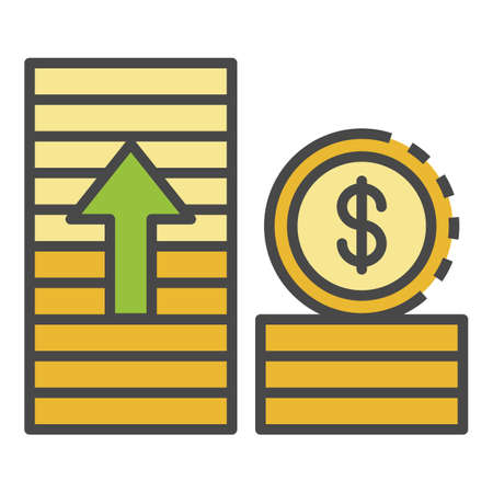 Money grow up icon. Outline money grow up vector icon color flat isolated on whiteのイラスト素材
