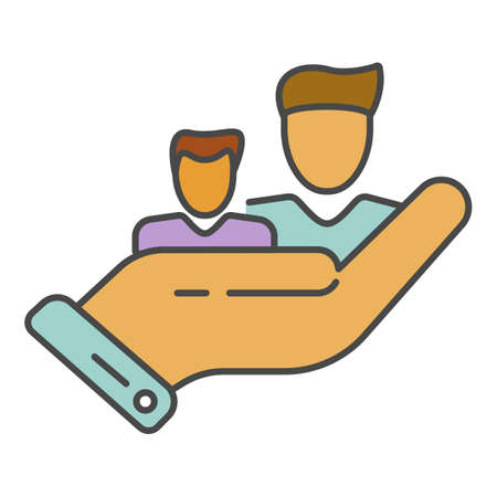 Satisfaction client support icon. Outline satisfaction client support vector icon color flat isolated on whiteのイラスト素材