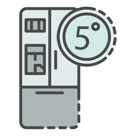 Smart fridge icon. Outline smart fridge vector icon color flat isolated on whiteのイラスト素材