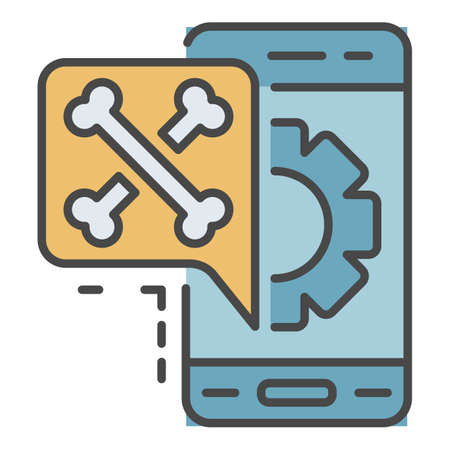 Virus smartphone icon. Outline virus smartphone vector icon color flat isolated on whiteのイラスト素材