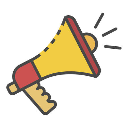Megaphone icon. Outline megaphone vector icon color flat isolated on whiteのイラスト素材