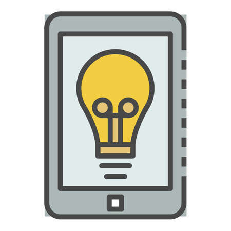 Smartphone bulb icon. Outline smartphone bulb vector icon color flat isolated on whiteのイラスト素材