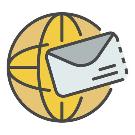 Global mail icon. Outline global mail vector icon color flat isolated on whiteのイラスト素材