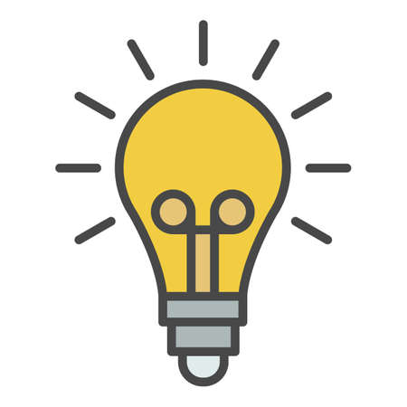 Light idea bulb icon. Outline light idea bulb vector icon color flat isolated on whiteのイラスト素材
