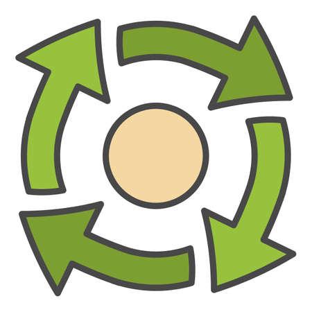 Recycle energy icon. Outline recycle energy vector icon color flat isolated on whiteのイラスト素材