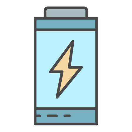 Battery energy icon. Outline battery energy vector icon color flat isolated on whiteのイラスト素材