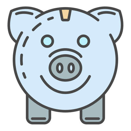 Piggy bank save energy icon. Outline piggy bank save energy vector icon color flat isolated on whiteのイラスト素材