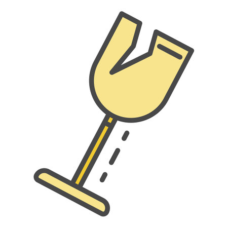 Crack wine glass icon. Outline crack wine glass vector icon color flat isolated on whiteのイラスト素材