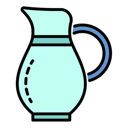 Water jug icon. Outline water jug vector icon color flat isolated on whiteのイラスト素材