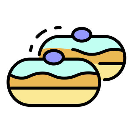 Jewish bakery icon. Outline jewish bakery vector icon color flat isolated on whiteのイラスト素材