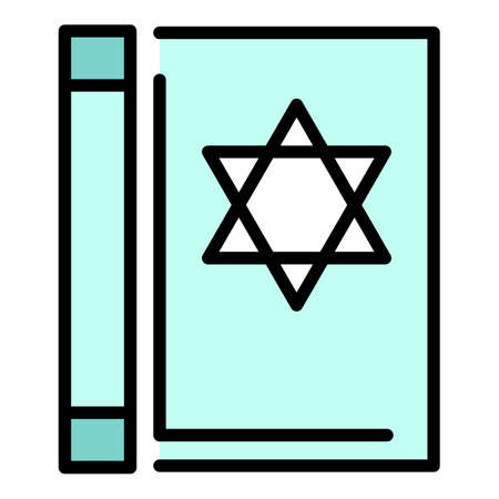 Torah book icon. Outline torah book vector icon color flat isolated on whiteのイラスト素材