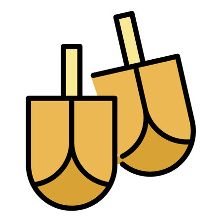 Jewish dreidel icon. Outline jewish dreidel vector icon color flat isolated on whiteのイラスト素材