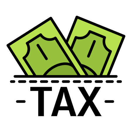 Tax money icon. Outline tax money vector icon color flat isolated on whiteのイラスト素材