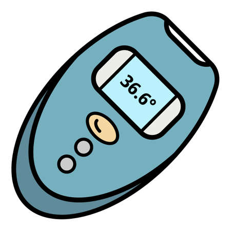 Digital thermometer icon. Outline digital thermometer vector icon color flat isolated on whiteのイラスト素材