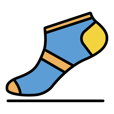 Summer sock icon. Outline summer sock vector icon color flat isolated on whiteのイラスト素材