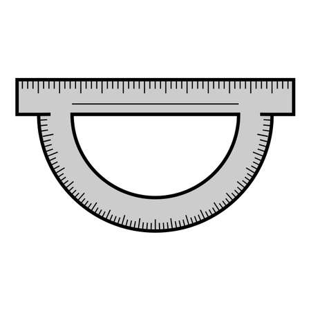 Protractor icon. Outline protractor vector icon color flat isolated on whiteのイラスト素材