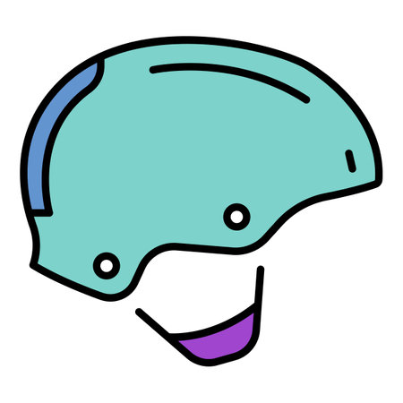 Protection helmet icon. Outline protection helmet vector icon color flat isolated on whiteのイラスト素材