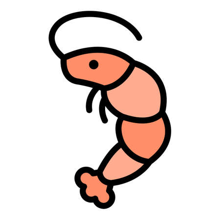 Shrimp icon. Outline illustration of shrimp vector icon color flat isolated on whiteのイラスト素材