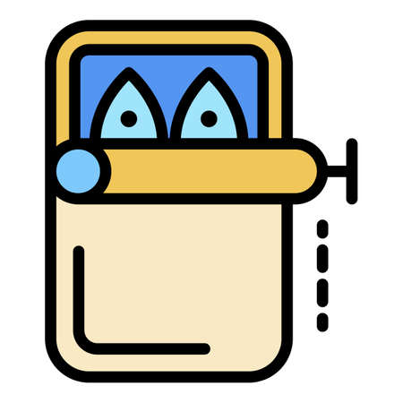 Canned fish icon. Outline illustration of canned fish vector icon color flat isolated on whiteのイラスト素材