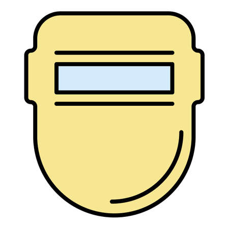 Welder metal mask icon. Outline welder metal mask vector icon color flat isolated on whiteのイラスト素材