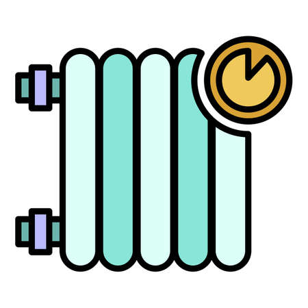 Home radiator icon. Outline home radiator vector icon color flat isolated on whiteのイラスト素材