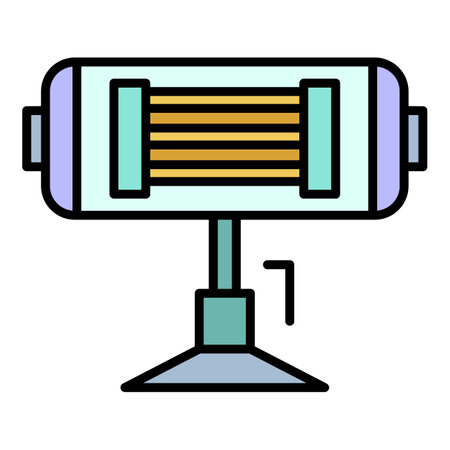 Home heater icon. Outline home heater vector icon color flat isolated on whiteのイラスト素材