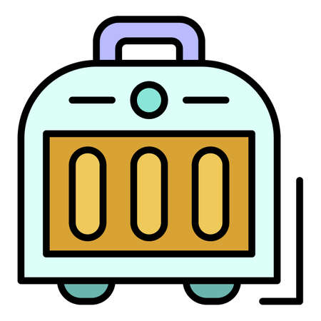 Ceramic heater icon. Outline ceramic heater vector icon color flat isolated on whiteのイラスト素材