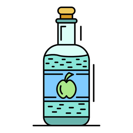 Apple vinegar icon. Outline apple vinegar vector icon color flat isolated on whiteのイラスト素材