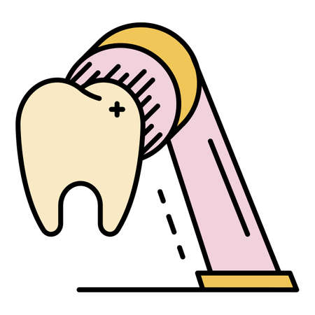 Clean tooth icon. Outline clean tooth vector icon color flat isolated on whiteのイラスト素材