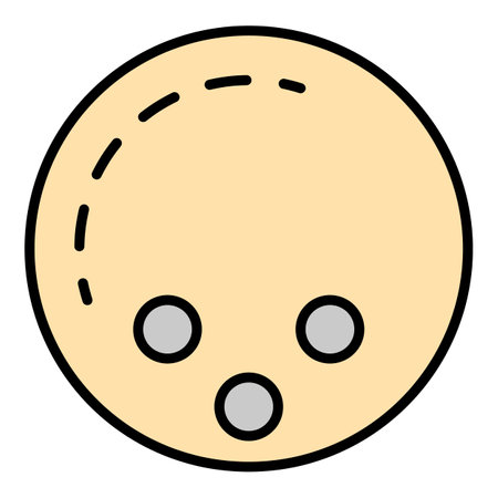 Bowling ball icon. Outline bowling ball vector icon color flat isolated on whiteのイラスト素材