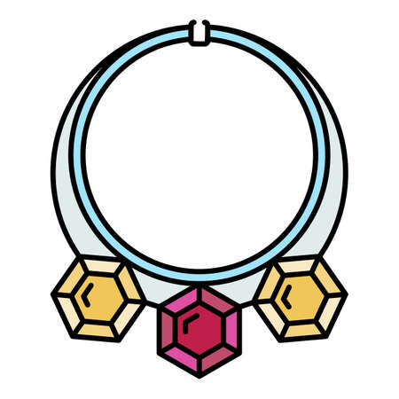 Diamond necklace icon. Outline diamond necklace vector icon color flat isolated on whiteのイラスト素材