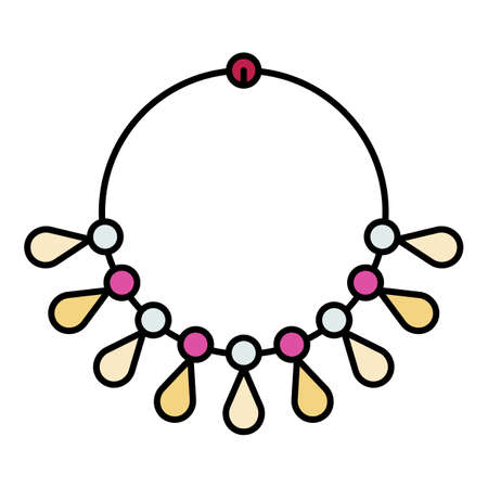Gold necklace icon. Outline gold necklace vector icon color flat isolated on whiteのイラスト素材