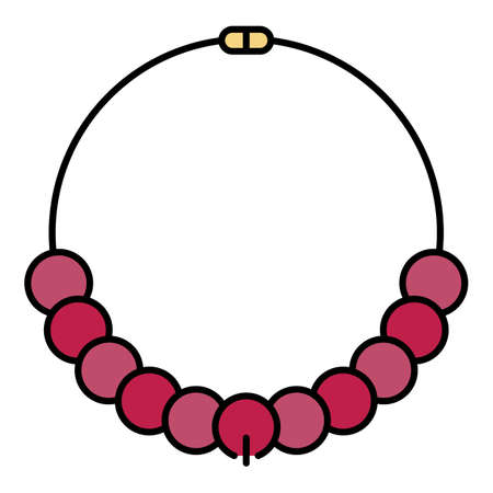 Fashion pearl necklace icon. Outline fashion pearl necklace vector icon color flat isolated on whiteのイラスト素材