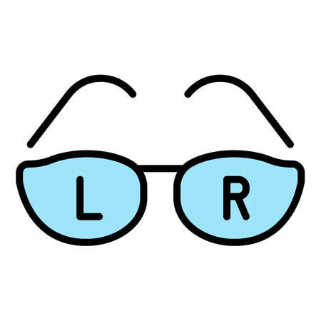 Correction eye glasses icon. Outline correction eye glasses vector icon color flat isolated on whiteのイラスト素材