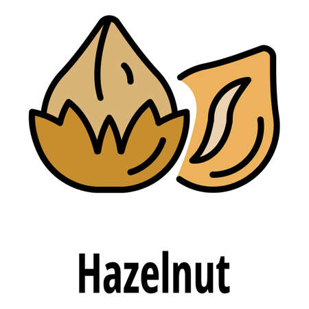 Hazelnut icon. Outline hazelnut vector icon color flat isolated on whiteのイラスト素材