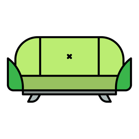 Room sofa icon. Outline room sofa vector icon color flat isolated on whiteのイラスト素材