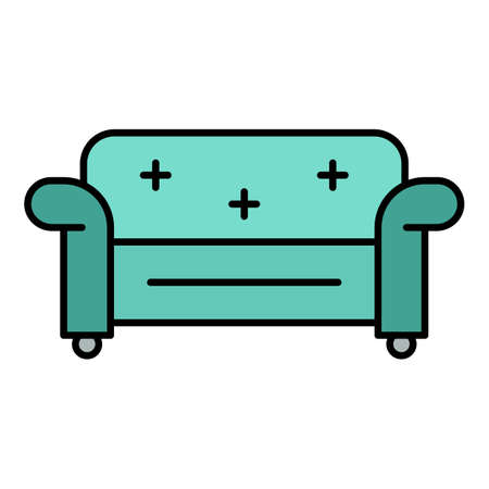 Chair sofa icon. Outline chair sofa vector icon color flat isolated on whiteのイラスト素材