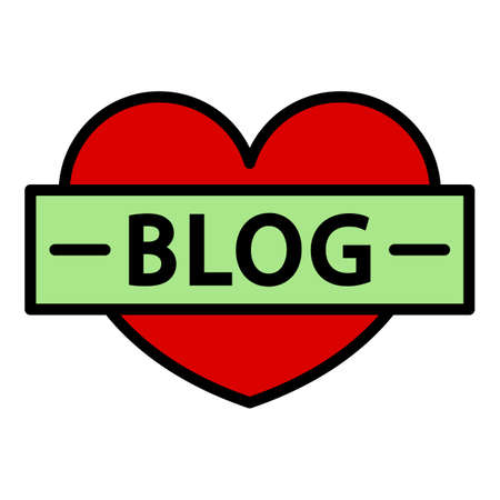 Like heart blog icon. Outline like heart blog vector icon color flat isolated on whiteのイラスト素材