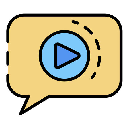 Video chat icon. Outline video chat vector icon color flat isolated on whiteのイラスト素材