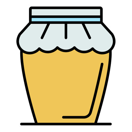 Honey jar icon. Outline honey jar vector icon color flat isolated on whiteのイラスト素材