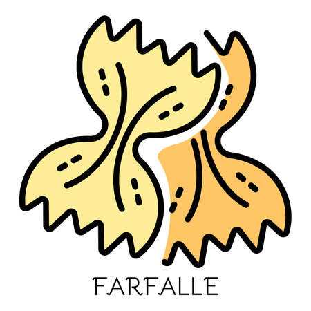 Farfalle pasta icon. Outline farfalle pasta vector icon color flat isolated on whiteのイラスト素材