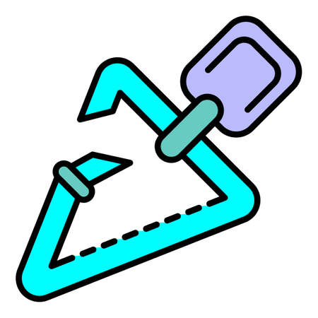 Triangular carabine icon. Outline triangular carabine vector icon color flat isolated on whiteのイラスト素材