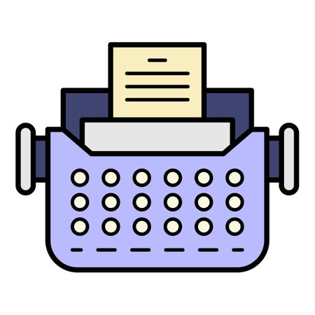 Old typewriter icon. Outline old typewriter vector icon color flat isolated on whiteのイラスト素材