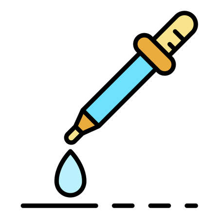 Aloe vera dropper icon. Outline aloe vera dropper vector icon color flat isolated on whiteのイラスト素材