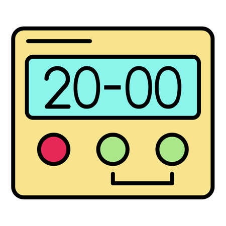 Hand digital clock icon. Outline hand digital clock vector icon color flat isolated on whiteのイラスト素材