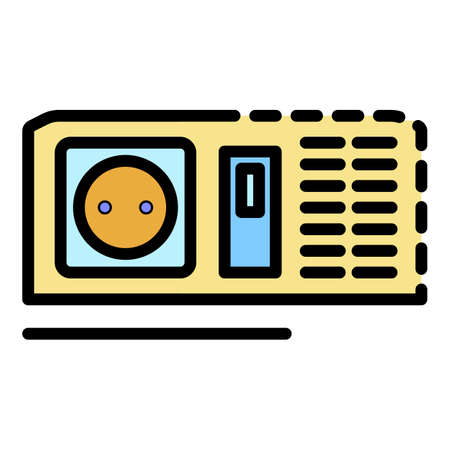 Electric converter icon. Outline electric converter vector icon color flat isolated on whiteのイラスト素材